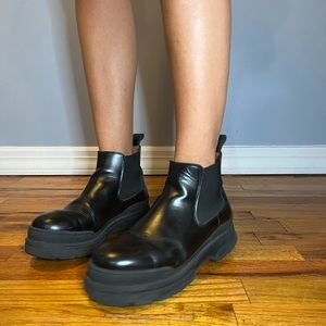 & Other Stories Black Slip On Ankle Combat Boots